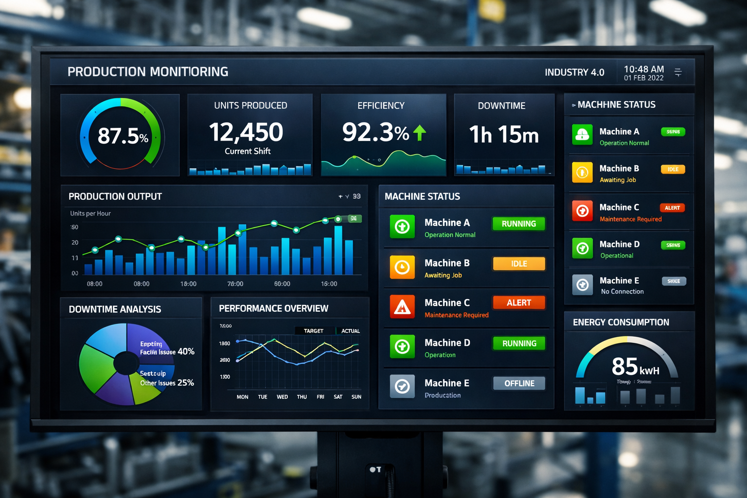 Software MeasureTech - Dashboard de produção em tempo real